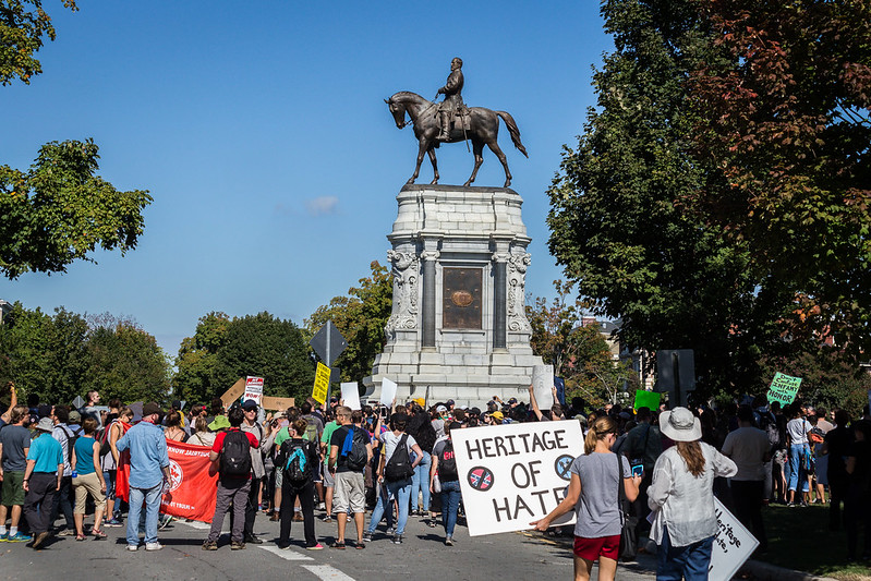 Marchers rally at Robert E. Lee statue