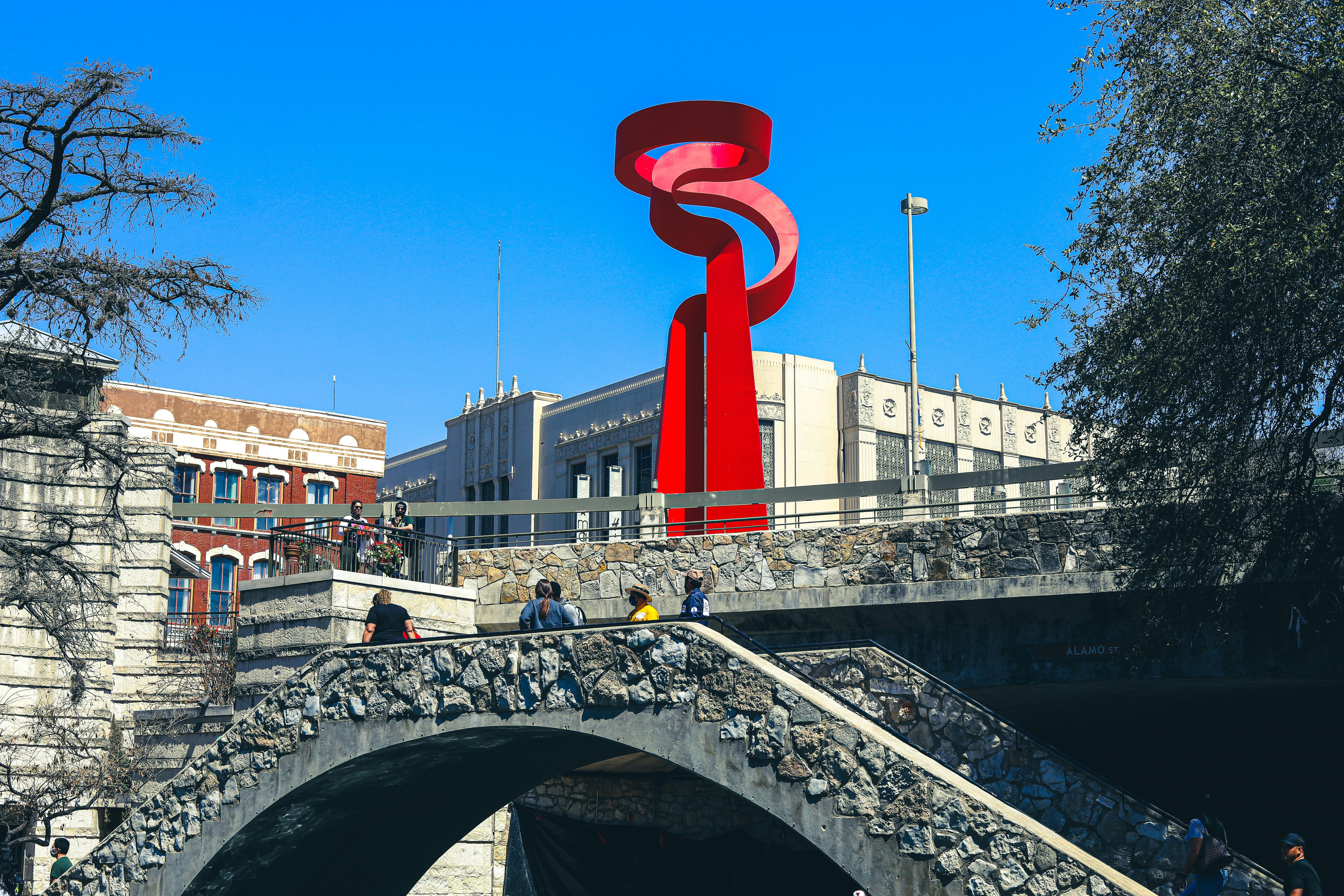 red intertwined sculpture