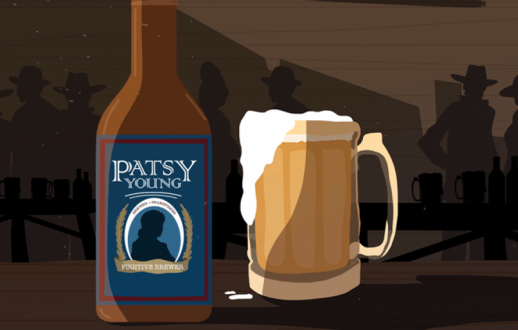 illustration of beer bottle with Patsy Young label
