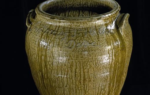 large alkaline-glazed stoneware jar